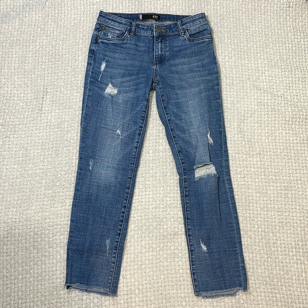 Kut from The Kloth Reese Ankle Straight Jeans Distressed Size 2